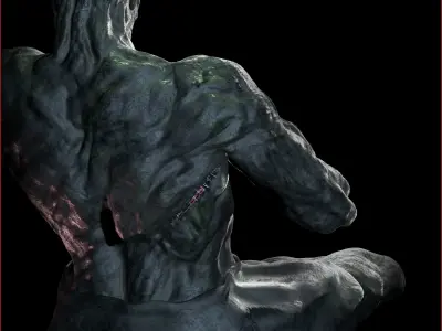 Scars statue of man on rock 3D model