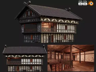 Old Medieval Building House 4K Textures GameReady 52 Low-poly 3D model