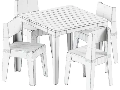 Tuck Table Rectangle and Butter Chair by DesignByThem 3D model