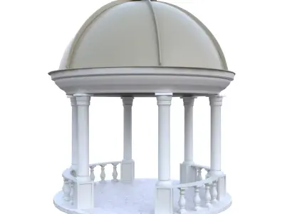 Neoclassical Pavilion Dome Gazebo PBR Low Poly FBX OBJ GLB USDC Low-poly 3D model