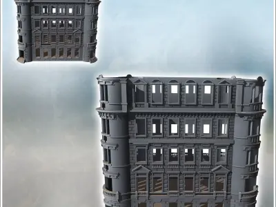 Building with rounded corners and brick walls intact version 39  3D print model