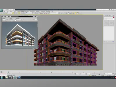 U Type Planning Architectural 3d Model with Render Scene Low-poly 3D model