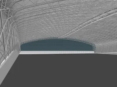 pavilion airport building with roof 3D model