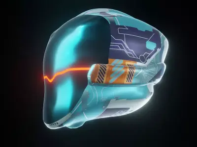 Sci-Fi helmet game ready Low-poly 3D model