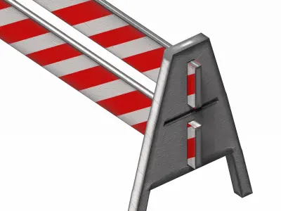 Triangle feeted short strip traffic barrier Low-poly 3D model