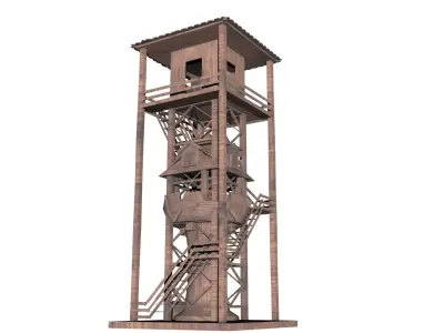 Wooden Watch Tower Low-poly 3D model