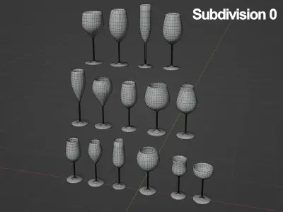 Set of Wine Glass 3D Model 3D model