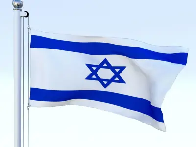 Animated Israel Flag Low-poly 3D model