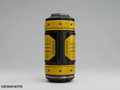 Sci-Fi Cylindrical Container PBR Low Poly 3D Model Low-poly 3D model