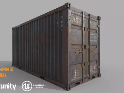 Rusty Shipping Container PBR Low-Poly Game Ready 3D Model Low-poly 3D model