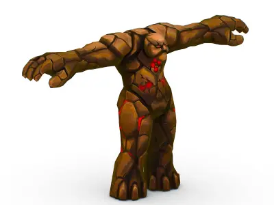 Big Grey Stone Golem Monster Giant Mining Heroes Rock Low-poly 3D model