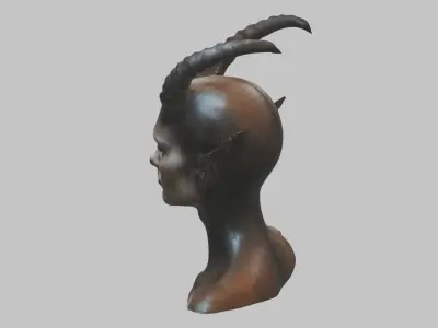 Demon Woman ALien HEad Bust Low-poly 3D model