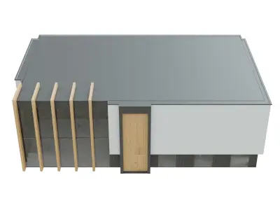 Modern Glasswood Building Showroom Low-poly 3D model