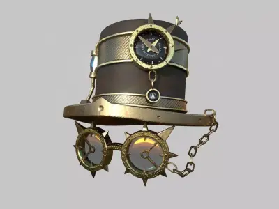 Steampunk Hat 01 Bronze Cooper - SciFi Character Design Low-poly 3D model