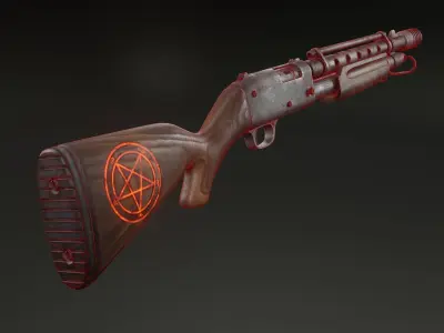 Stylized shotgun Low-poly 3D model