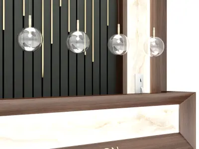 Reception 8 desk with lights and marble 3D model