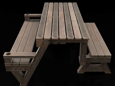 Transformer bench table with carving 3D print model