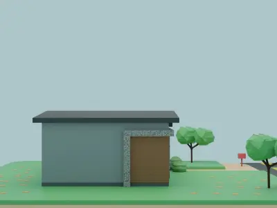 Modern house Low-poly 3D model 14