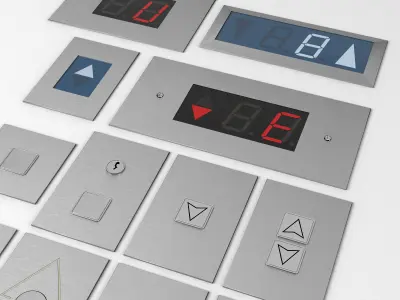 Elevator Control Panels Collection with LED displays kit bash Low-poly 3D model