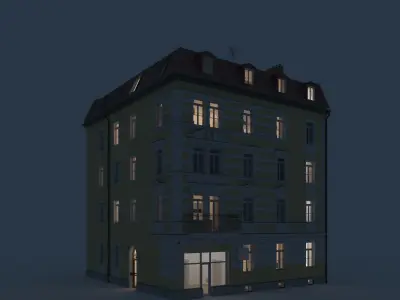 Residential City Building - Corner - 21 - Stucco 3D model