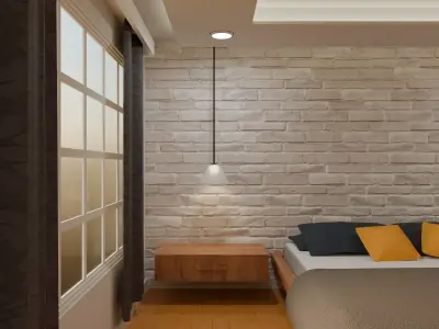 Modern Minimalist Bedroom Low-poly 3D model