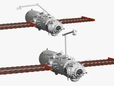 Tiangong Tianhe Main Module with Solar Panels Rigged for Maya 