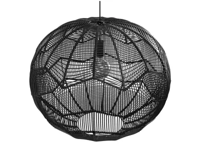  Kenroy Snaggle 1 Light Rattan Pendant with Black Finish 3D model