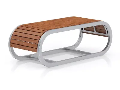 Wooden Bench with Metal Frame 3D model