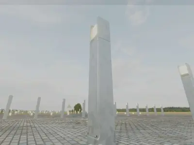 Street Light 8 Bollard 900mm Galvanized Version 1 Low-poly 3D model