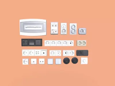 EU Switches - Sockets - Fuse Box Low-poly 3D model