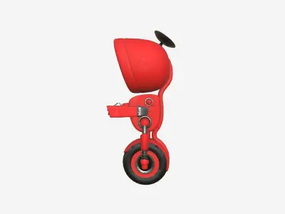 Wheel Robot H08 Red - SciFi Character Design Low-poly 3D model
