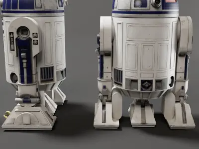 Low poly R2-D2 Model -Rigged and Textured Low-poly 3D model
