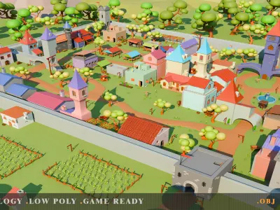 fantasy village Low-poly 3D model purchase