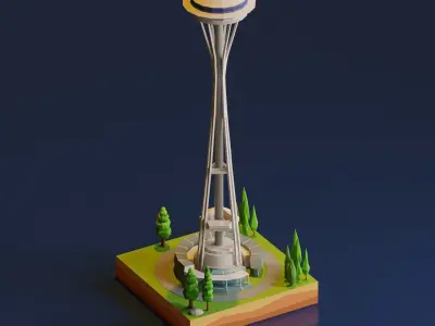Space Needle Low-poly 3D model