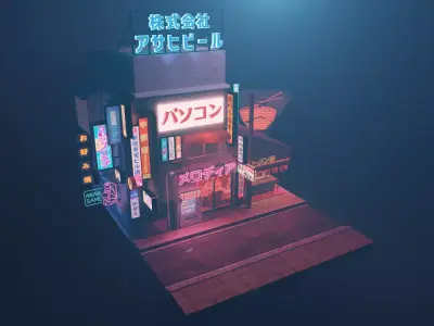 lowpoly cyberpunk street  3D model