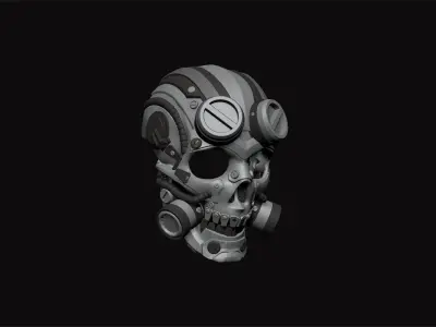 metal skull cyborg army airsoftgun mask 3D print model