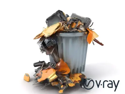 Artistic Overflowing Trash Container model pack Low-poly 3D model