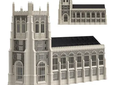 Cathedral Chapel neo-gothic style 3D model