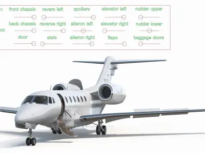  Cessna Citation X Jet Landing Animated Rigged 