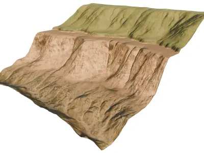 Riverside cliff 3D model terrain Low-poly 3D model