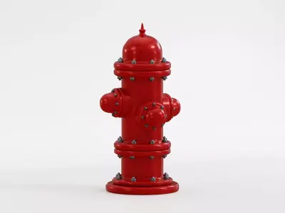 Fire Hydrant Low-poly 3D model 13
