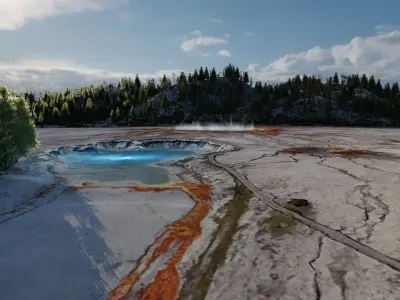 Grand Prismatic Spring Landscape 3D model