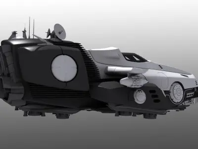 Spaceship with Interior 3D model