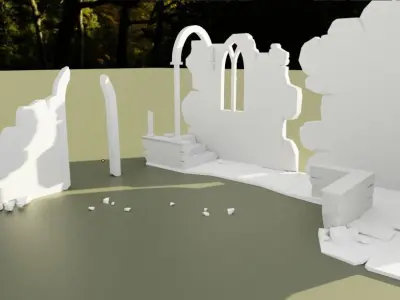 House Ruin 3D model Low-poly 3D model