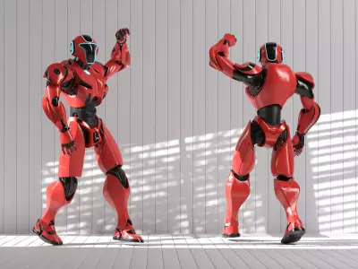 RED SCI-FI ROBOT Low-poly 3D model