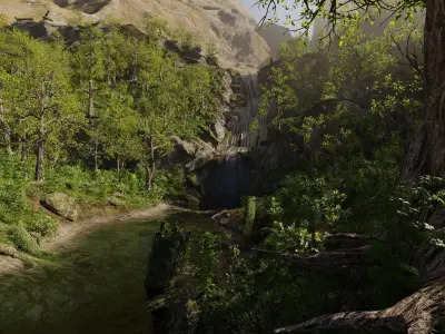 Small Waterfall Scene 3D model