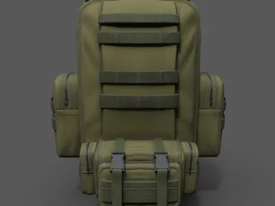 Bagpack human scifi military  Low-poly 3D model