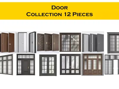 Door Collection 12 Pieces 3d model 3D model