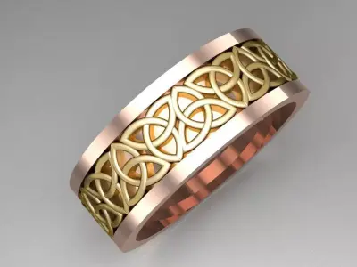 Light Gold Diamond Men Ring 2MR067 3D print model