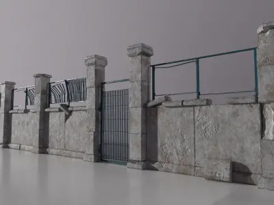 PBR Modular Fence Game-Ready Pack Low-poly 3D model
